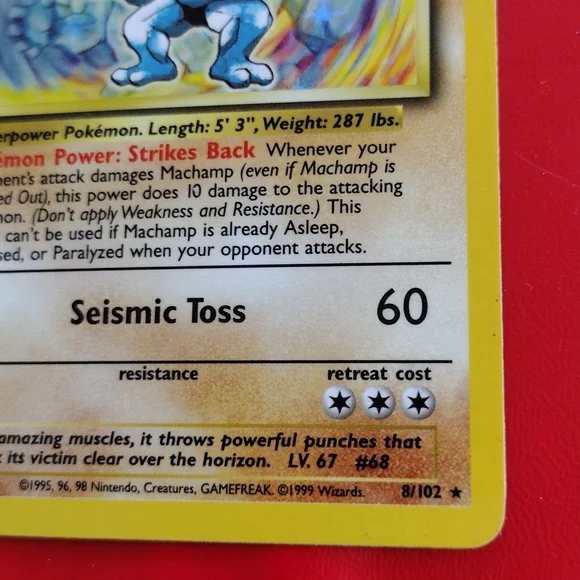 1st Edition 1995 Machamp Holographic Card (8/102) - Picture 4 of 6